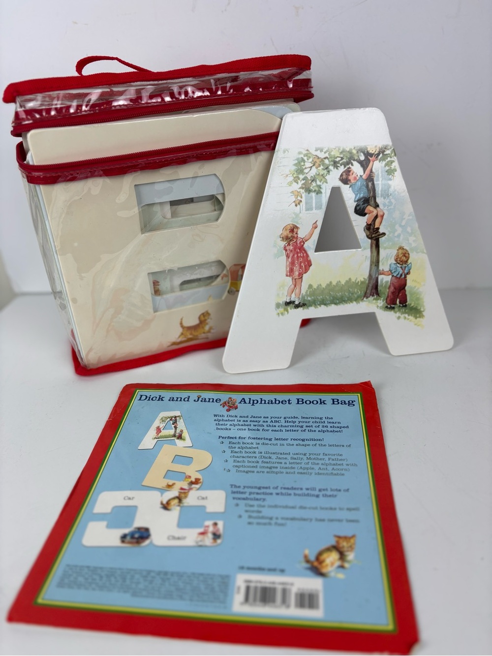 Dick & Jane Alphabet Book Bag-Learning Die-cut A-Z Teaching Aids/Nostalgia Decor